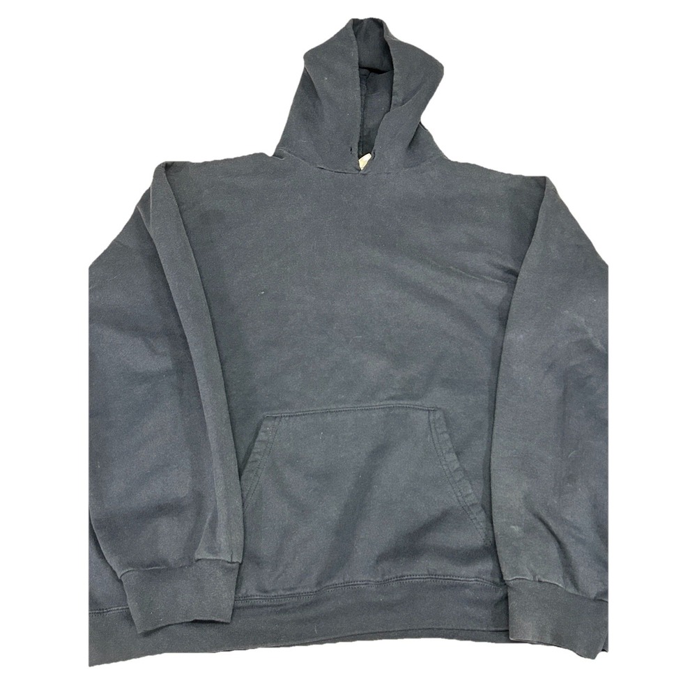 Vintage Navy Blue‎ Pullover Hoodie Kangaroo Pocket Distressed Neck XL